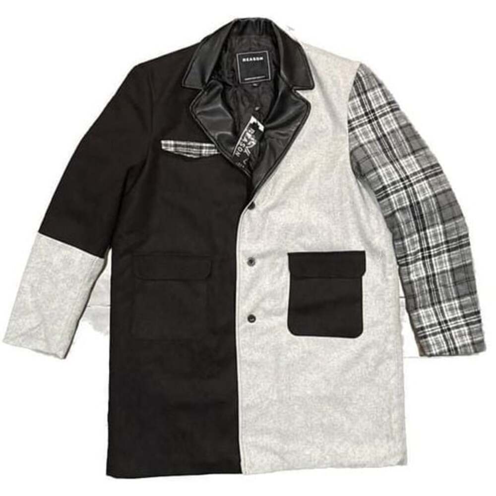 NWT Reason Lumberjack Top Coat Color Block Plaid Overcoat Size XL